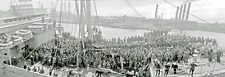 1919 Panoramic NEGATIVE. USS CALAMARES at BOSTON 301st Engineer Supply Train picture