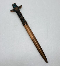 Rare Indigenous Canada Monumental Totem Pole Letter Opener Solid Brass 7” Art 26 picture