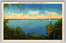 c1950s Overlooking Seneca Lake Geneva New York NY Sailboats Vintage Postcard picture