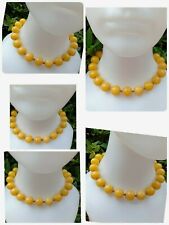 Yellow Natural Tibet Agates Crystal Gem Silver Balls Short Necklace Vintage Rare picture