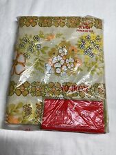 Vintage 70s Wearwell Floral Full Sheet 50% Polyester 50% Cotton 81” X 104” NOS picture
