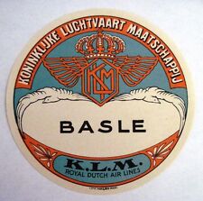 Stunning Vintage Luggage Label for K.L.M. Royal Dutch Airlines * picture