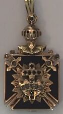 Antique Masonic Knight 32nd Degree Diamonds Onyx 14K Gold Pendant Medallion  picture