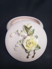 Vintage Pink Wild Wood Ceramics Pasadena Trinket Bowl Yellow Rose floral  picture