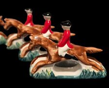 VTG 1980s Rare Knobler Made In Japan Equestrian Fox Hunt Napkin Rings Set of 6 picture