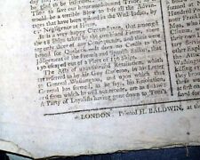 Captain Joshua Huddy & Charles ASGILL AFFAIR Revolutionary War 1782 UK Newspaper picture