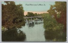 LeMars Iowa~Floyd River Bridge~Trees At Water's Edge~1910 Vintage Postcard picture