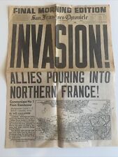 WW II INVASION Tuesday June 6 1944  Orig Front Pages The San Francisco Chronicle picture
