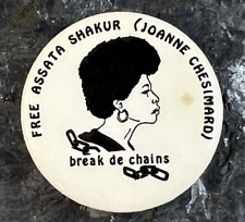 1970s FREE ASSATA SHAKUR (Joanne Chesimard) BLACK PANTHERS Pinback Button Pin picture