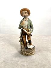 Vintage Homco #1417 Old Man Figurine Pipe Knife and Duck Farmer Americana 8 Inch picture