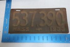 Massachusetts License Plate Tag 1933 33 MA 537390 picture