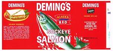 ORIGINAL C1960S CAN LABEL VINTAGE SALMON DEMINGS RECIPE RED SEATTLE PETER PAN  picture