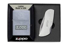 Zippo Street Chrome Lighter & Pocket Knife Set Both With Logo  49391, New In Box picture