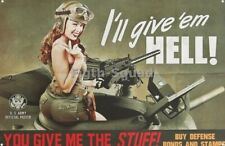 WW2 Picture Photo Army Gun Sexy Busty Pinup PIN-UP Giveem Hell Army 4747 picture
