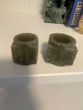 Vintage Antique Chinese  Carved Jade Small Carved Cong Pendant Set Of Two picture