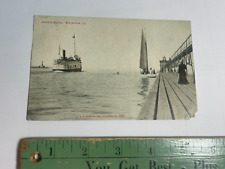 ANTIQUE Harbor Scene Waukegan Illinois Postcard Posted 1907 | P625 picture