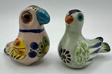 VTG Pair Tonala Hand Painted Mexican Folk Art Pottery Ceramic Birds Figurines picture