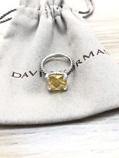 David Yurman Sterling Silver 9mm Chatelaine Lemon Citrine Ring & Diamonds sz 7 picture