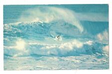 HAWAII VTG CHROME PC SUNSET BEACH MAN SURFING THE HUGE WAVES 1971 picture