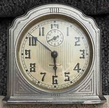 1930’s Art Deco Westclox La Salle Dura Silver Metal Alarm Clock Model 61-C Works picture