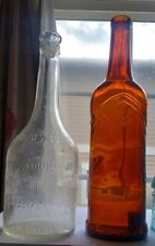 2 Beautiful Brown & Clear Glass The Christian Brothers Of California Bottles picture