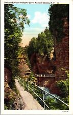 Hydes Cave Path & Bridge Ausable Chasm New York Scenic Walkway WB Postcard picture