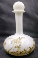 Antique Milk Glass Vanity Dresser Bottle Decanter & Stopper 9