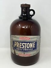 VTG Antique 1930s Original Eveready Prestone Anti-Freeze Amber Glass Gallon Jug picture