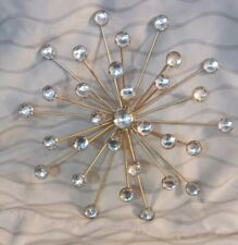 Vintage MCM Atomic Starburst 9.75 Inch Wall Decor Gold And Crystal picture