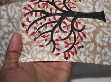 Indian Handmade Brown Tree Printed Cotton Fabric Block Printed Fabric By Yard picture