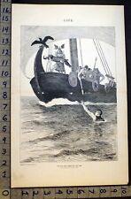 1905 VIKING SHIP LIFE-SAVING SWIM DEATH DROWN BROUGHTON ARTIST PRINT FC3399F  picture