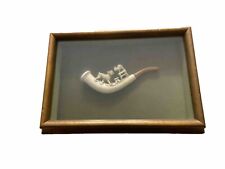 Antique Austrian Meerschaum Pipe Dog And Cat Framed  picture