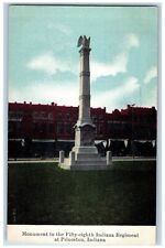 c1910's Monument To The Fifty Eighth Indiana Regiment At Princeton IN Postcard picture