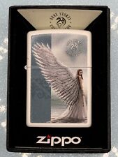 2024 Anne Stokes Angel Textured Wings 46405 White Matte Zippo Lighter NEW picture