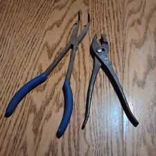 Lot Of 2 Vintage Tools Pliers Blue Handle Bender? Spring Puller Unknown picture