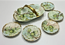6 Pcs T&V Limoges France Hand Painted Olive Snack Nut Dishes & Handled Bowl picture