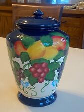 Vintage Nonni’s hand painted fruit motif cookie jar with lid picture