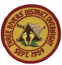 Three Rivers District Patch 1959 Overnight BSA Boy Scouts Of America Badge Vtg picture