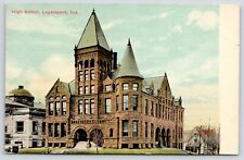 Logansport Indiana~High School~Roosevelt Building~Gone Now~1913 Postcard picture