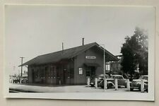 5x8 B&W Photo ca 1940s Sunnyvale California Railroad Depot station autos REPRINT picture