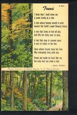 MEMORIAL  FOREST, NC * JOYCE KILMER POEM ~ TREES * UNPOSTED VINTAGE 1930s LINEN  picture
