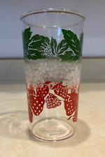 Vintage Strawberry Glasses Drinking Clear Glass Red Berries picture