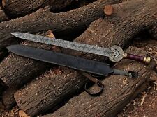 Handmade Herugrim Swords, Damascus Steel Movies Swords,Viking Sword with Leather picture