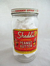 Vintage Shedd's Homogenized Peanut Butter 2 Full Lbs. Empty Glass Jar picture