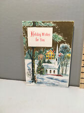 Vtg Christmas Card Snow Scene White Church Art Print by;Forget Me Not ch2 picture