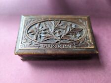 Antique Hand Carved Stamp Box Edelweiss Swiss Luzern picture