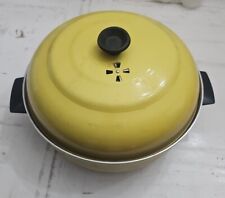 VTG Mirro Bun Warmer Steamer Made in USA Yellow 3 Piece Set Pot Lid Insert Used  picture