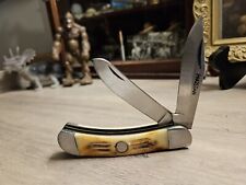 LARGE RUGGED POCKETKNIFE -BONE SCALES 2 BLADES - NICE picture