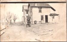 Vintage RPPC Postcard View of Two Men Outside Home c.1904-1920s            12468 picture