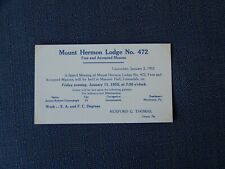 Uniondale Pennsylvania PA Mount Hermon Free Mason Lodge 472 Masonic Program 1952 picture